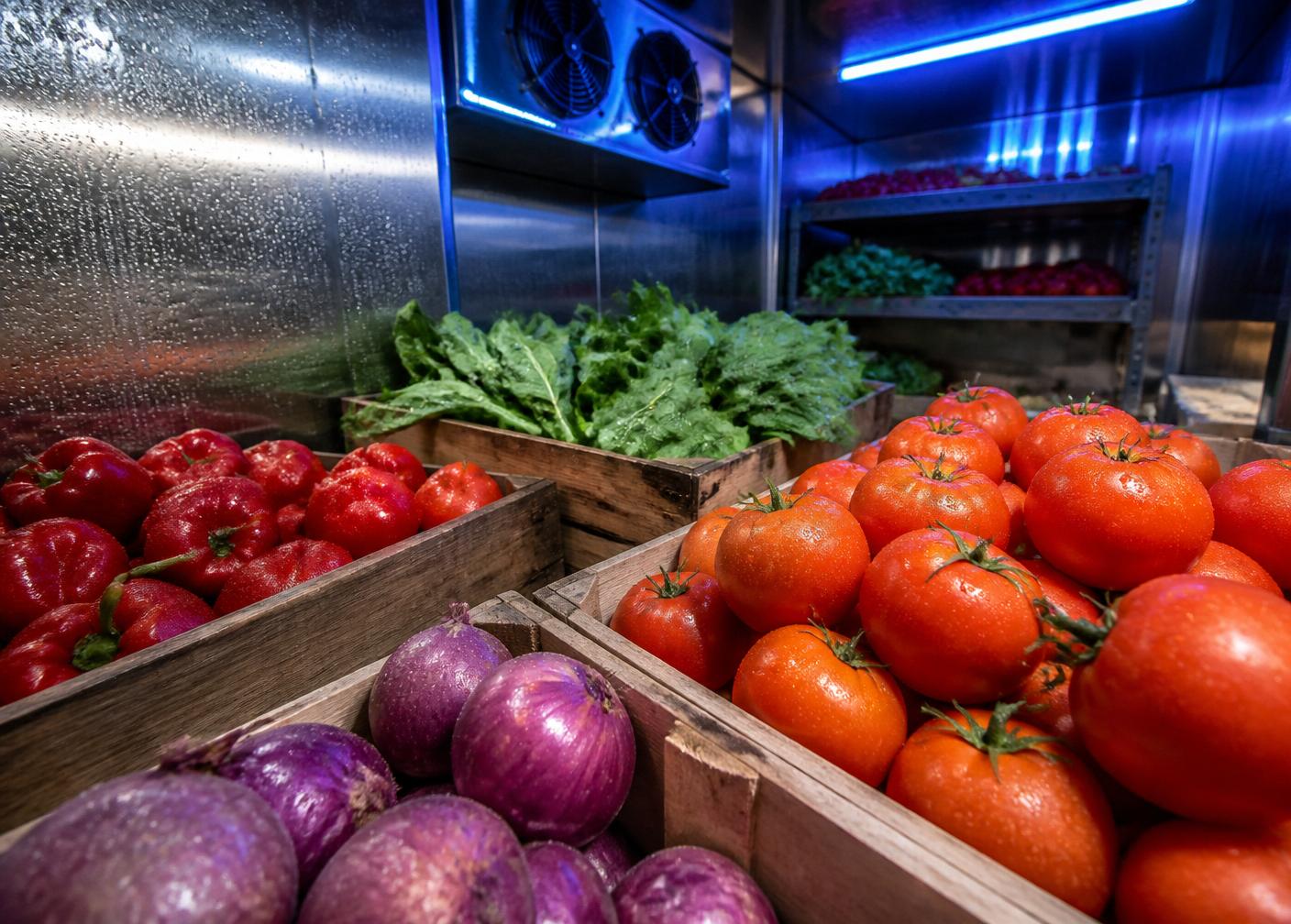 Fresh produce in cold storage